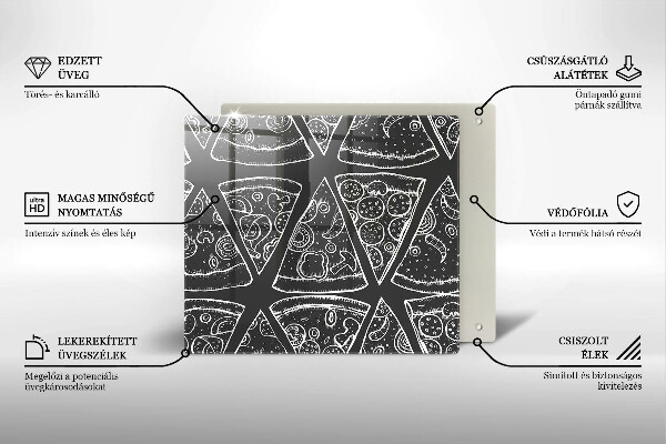 Tűzhelyvédő üveglap Pizza illusztráció