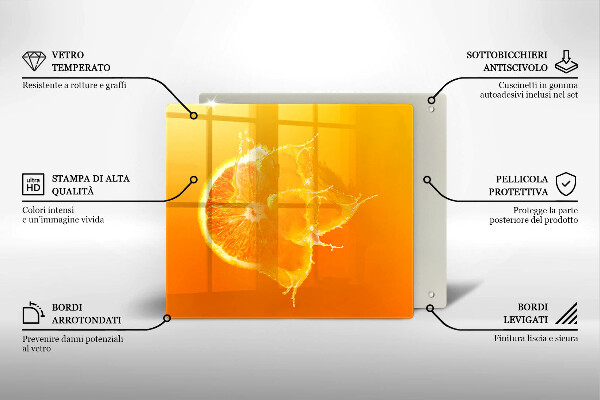 Tűzhelyvédő üveglap Lédús narancssárga gyümölcs