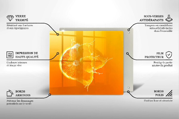 Tűzhelyvédő üveglap Lédús narancssárga gyümölcs