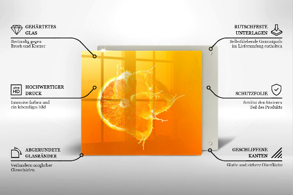 Tűzhelyvédő üveglap Lédús narancssárga gyümölcs