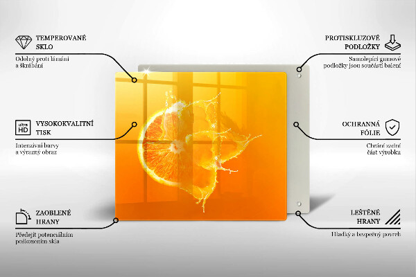 Tűzhelyvédő üveglap Lédús narancssárga gyümölcs
