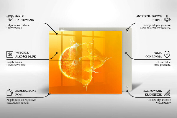 Tűzhelyvédő üveglap Lédús narancssárga gyümölcs