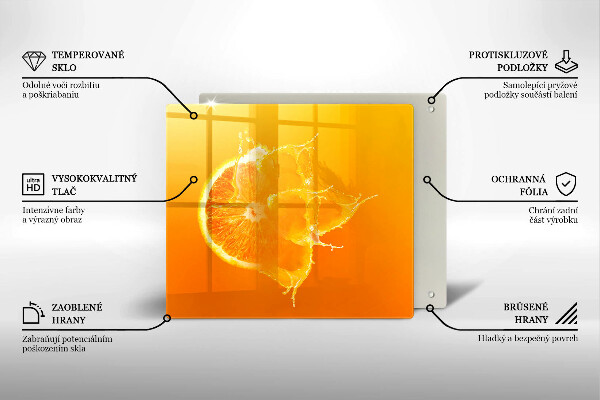 Tűzhelyvédő üveglap Lédús narancssárga gyümölcs