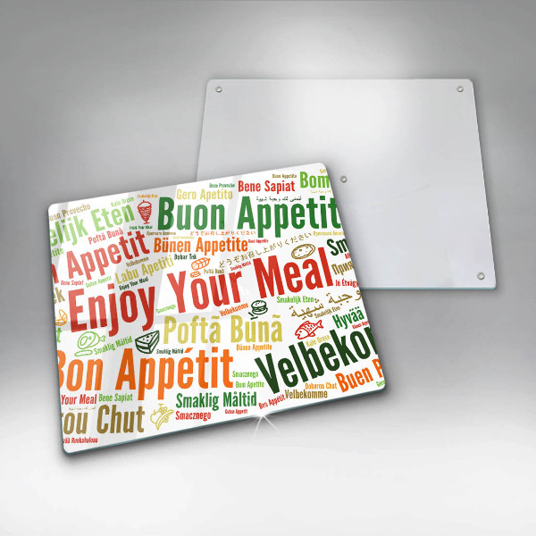 Tűzhelyvédő üveglap Feliratok Jó étvágyat nyelvek