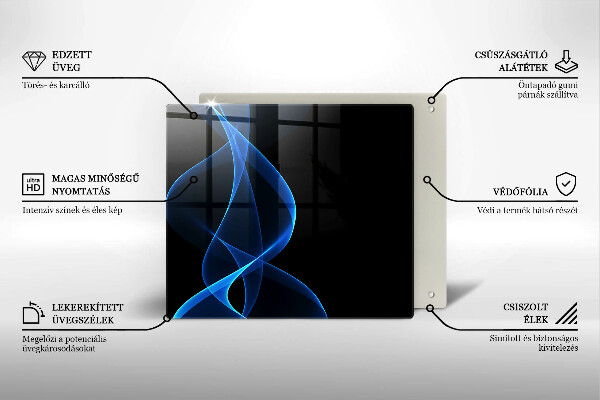 Tűzhelyvédő üveglap Kék füstvonalak