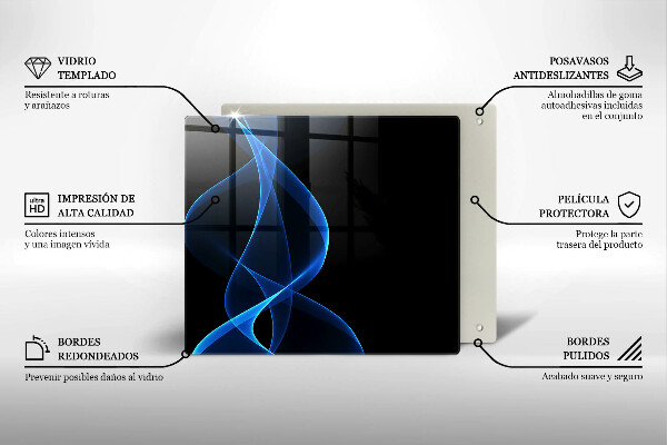 Tűzhelyvédő üveglap Kék füstvonalak
