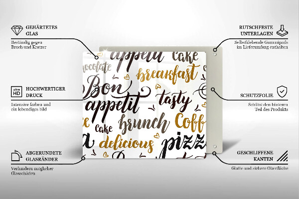 Tűzhelyvédő üveglap Bon Appetit