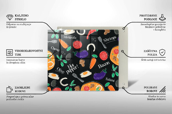 Tűzhelyvédő üveglap Élelmiszer illusztráció