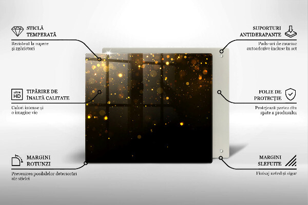 Tűzhelyvédő üveglap Arany csillogás