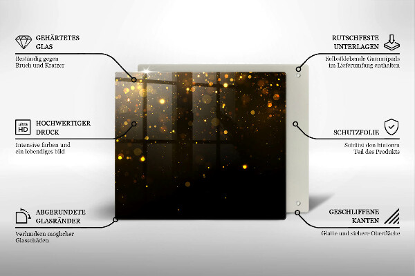 Tűzhelyvédő üveglap Arany csillogás