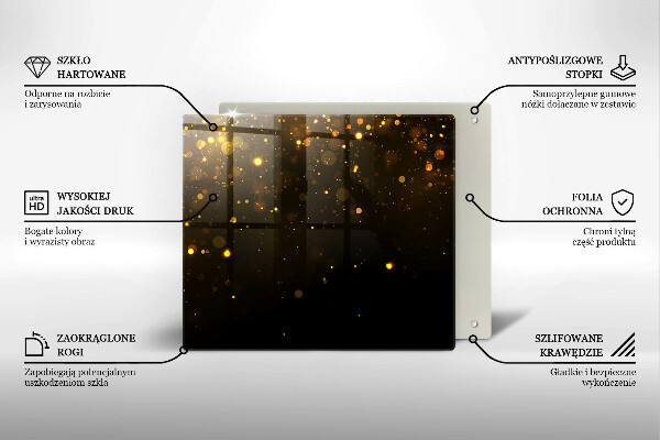 Tűzhelyvédő üveglap Arany csillogás