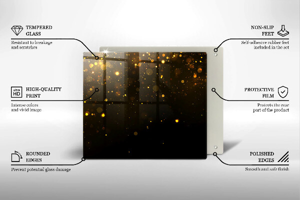 Tűzhelyvédő üveglap Arany csillogás