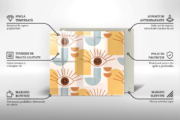 Tűzhelyvédő üveglap Boho szem minta