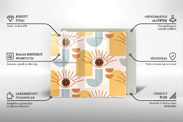 Tűzhelyvédő üveglap Boho szem minta