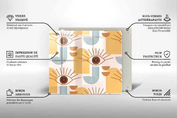 Tűzhelyvédő üveglap Boho szem minta