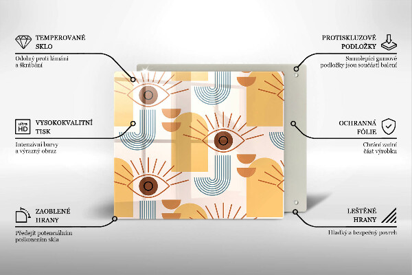 Tűzhelyvédő üveglap Boho szem minta