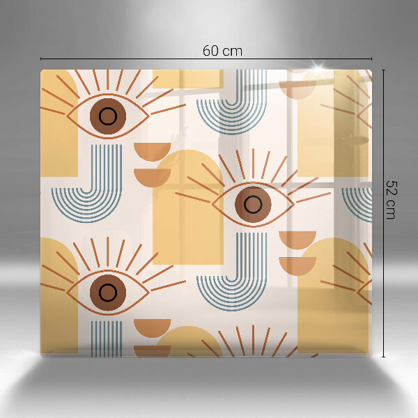 Tűzhelyvédő üveglap Boho szem minta