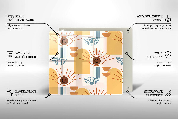 Tűzhelyvédő üveglap Boho szem minta