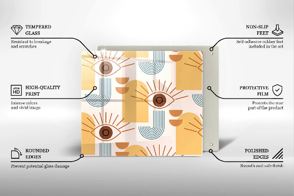 Tűzhelyvédő üveglap Boho szem minta