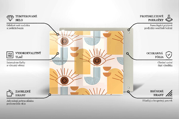 Tűzhelyvédő üveglap Boho szem minta