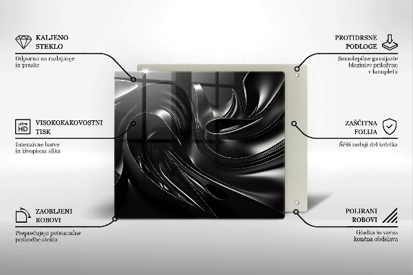Tűzhelyvédő üveglap Absztrakt fekete massza