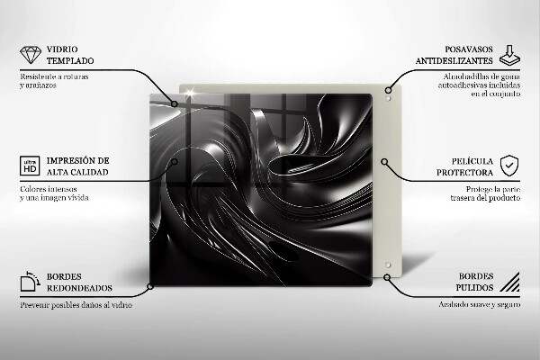 Tűzhelyvédő üveglap Absztrakt fekete massza