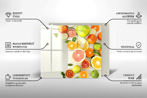 Tűzhelyvédő üveglap Citrusfélék