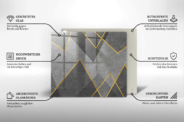 Tűzhelyvédő üveglap Éles formák