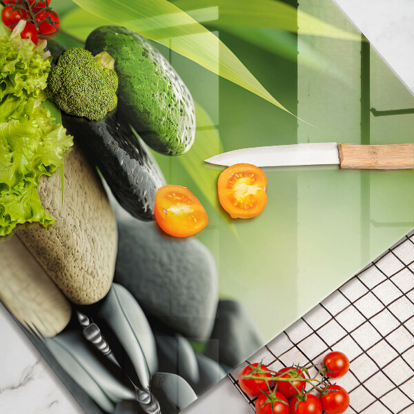 Tűzhelyvédő üveglap Zen bambusz kövek