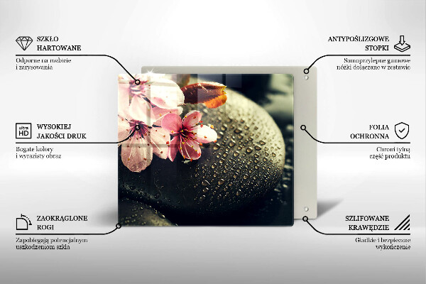 Tűzhelyvédő üveglap Virágok zen kövek