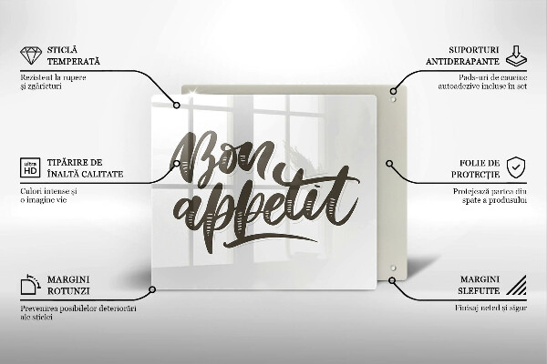 Tűzhelyvédő üveglap Inscripție Bon Appetit