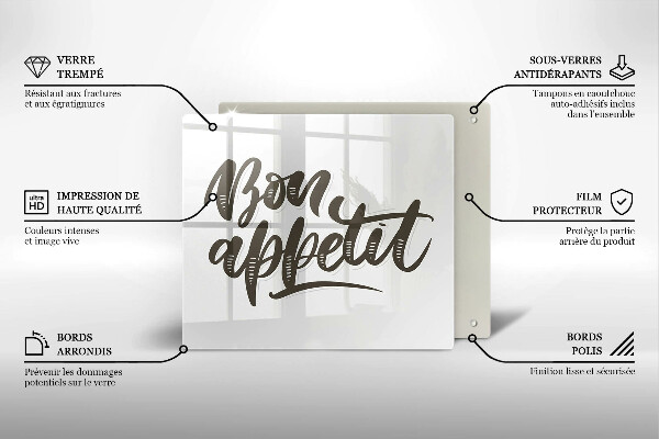 Tűzhelyvédő üveglap Inscripție Bon Appetit
