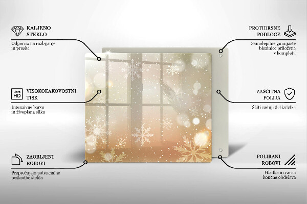 Tűzhelyvédő üveglap Hópelyhek