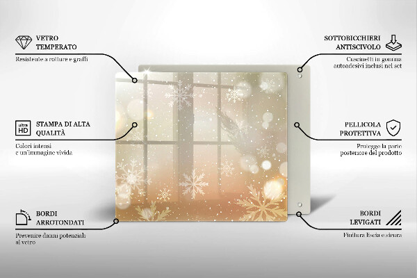 Tűzhelyvédő üveglap Hópelyhek