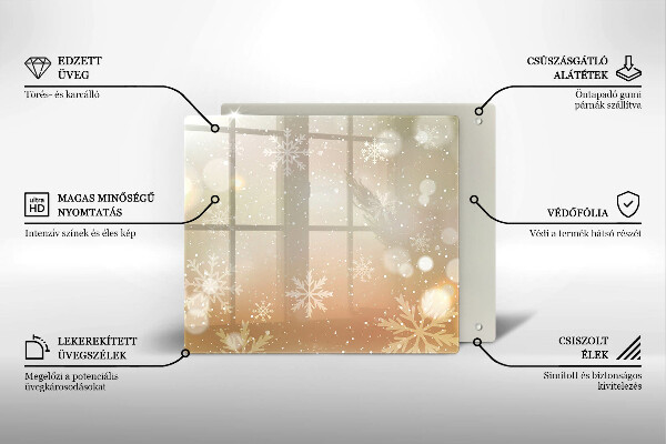 Tűzhelyvédő üveglap Hópelyhek