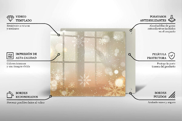 Tűzhelyvédő üveglap Hópelyhek