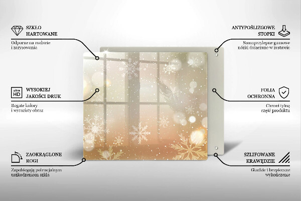 Tűzhelyvédő üveglap Hópelyhek