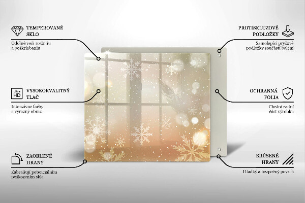 Tűzhelyvédő üveglap Hópelyhek