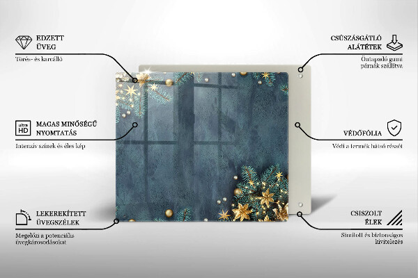 Tűzhelyvédő üveglap karácsonyi díszek