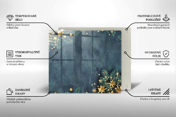 Tűzhelyvédő üveglap karácsonyi díszek