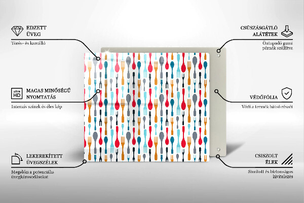 Tűzhelyvédő üveglap Kanál illusztráció