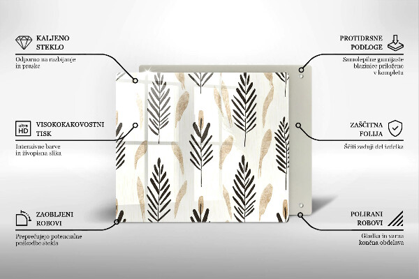 Tűzhelyvédő üveglap Boho növények