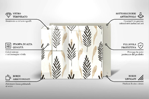 Tűzhelyvédő üveglap Boho növények