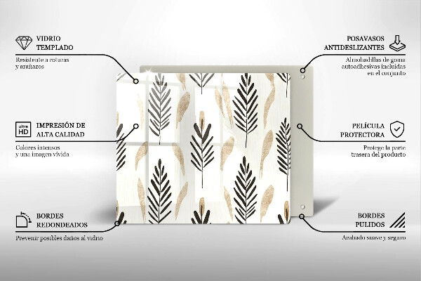 Tűzhelyvédő üveglap Boho növények