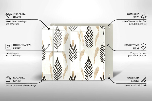 Tűzhelyvédő üveglap Boho növények