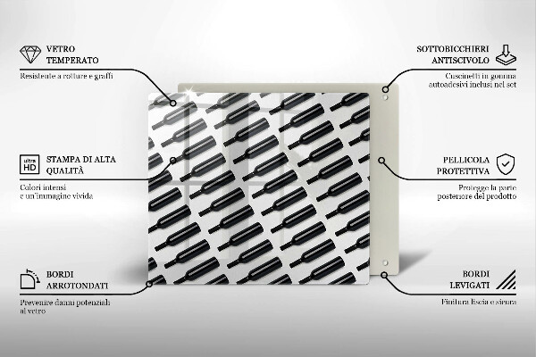 Tűzhelyvédő üveglap Fekete borosüvegek