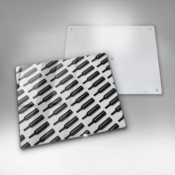 Tűzhelyvédő üveglap Fekete borosüvegek