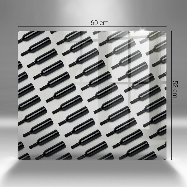 Tűzhelyvédő üveglap Fekete borosüvegek