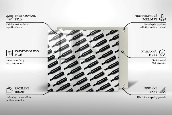 Tűzhelyvédő üveglap Fekete borosüvegek