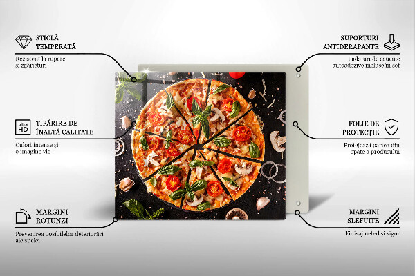 Tűzhelyvédő üveglap Pizza gombával
